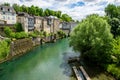 French landscape in the country on the Oloron river. Oloron Sainte Marie, france