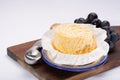 French Langres soft cows crumbly cheese with washed rind structure made in Champagne - Ardenne region Royalty Free Stock Photo