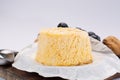 French Langres soft cows crumbly cheese with washed rind structure made in Champagne - Ardenne region Royalty Free Stock Photo