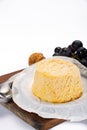 French Langres soft cows crumbly cheese with washed rind structu Royalty Free Stock Photo