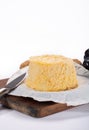 French Langres soft cows crumbly cheese with washed rind structu