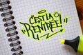 French language C`EST LA RENTREE! hand-lettered in notebook