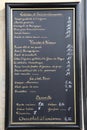 French language menu, Paris, France