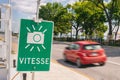 French-language sign warning of Photo radar speed camera Royalty Free Stock Photo