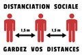 French language social distancing vector