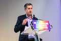 French left-wing politician FranÃ§ois Ruffin giving a speech at a rally