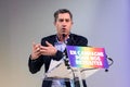 French left-wing politician FranÃ§ois Ruffin giving a speech at a rally Royalty Free Stock Photo