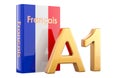A1 French level, concept. Level elementary, beginner. 3D rendering