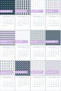 French lilac and elephant colored geometric patterns calendar 2016