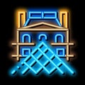 french louvre neon glow icon illustration