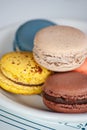 French Macaron Cookies on White Plate