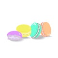 French macaroon cookies on white background