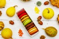 French macarons in autumn colors