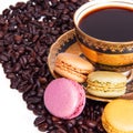Break time: French macaroons and a cup of coffee
