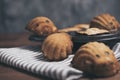 French madeleines with beurre noisette and chocolate