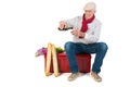 French man with bread and wine Royalty Free Stock Photo