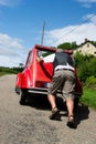 French man with car break down Royalty Free Stock Photo