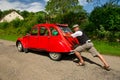 French man with car break down Royalty Free Stock Photo