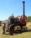 Man and old steam tractor Royalty Free Stock Photo