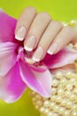 French manicure. Royalty Free Stock Photo