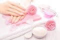 French manicure with essential oils, rose flowers. spa