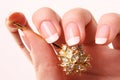 French manicure and a hairpin Royalty Free Stock Photo