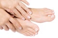 French manicure and pedicure Royalty Free Stock Photo