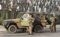 The French militaries patrolling near Strasbourg railway statio