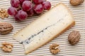 French Morbier cheese on a straw placemat Royalty Free Stock Photo