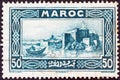 FRENCH MOROCCO - CIRCA 1933: A stamp printed in Morocco shows Rabat, circa 1933.