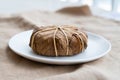 French mountains cheese banon wrapped in chestnut leaves made in Provence from unpasteurised goat milk