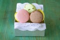 French multicolored macaroons cookies