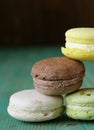 French multicolored macaroons cookies