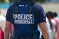 French municipal policeman in bulletproof vest