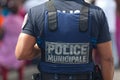 French municipal policeman in bulletproof vest