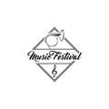 French Musical Horn. Music Festival logo label. Treble clef Tuba Icon. Vector.