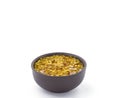 French mustard in brown bowl isolated Royalty Free Stock Photo