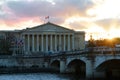 The French national Assembly- Bourbon palace at sunset , Paris, France Royalty Free Stock Photo