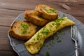 French omelette with chives Royalty Free Stock Photo