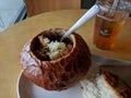 French Onion soup in a bread bowl