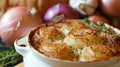 French Onion Soup in Ceramic Bowl