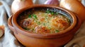 French Onion Soup in Ceramic Bowl