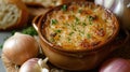 French Onion Soup in Ceramic Bowl