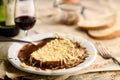 French onion soup with cheese bread croutons Royalty Free Stock Photo