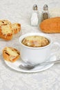 French onion soup with cheese bread Royalty Free Stock Photo