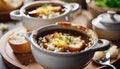 French onion soup with cheese.