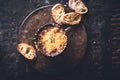 French Onion Soup with Gratined Cheese, Winter Food.