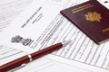 French passport and Indian visa application form Royalty Free Stock Photo