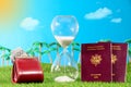 French passports and countdown to the holidays Royalty Free Stock Photo