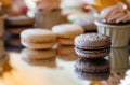 French pastry makaron. Selective focus. Royalty Free Stock Photo